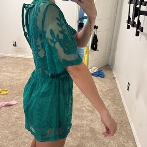 Emerald Green Lace Romper